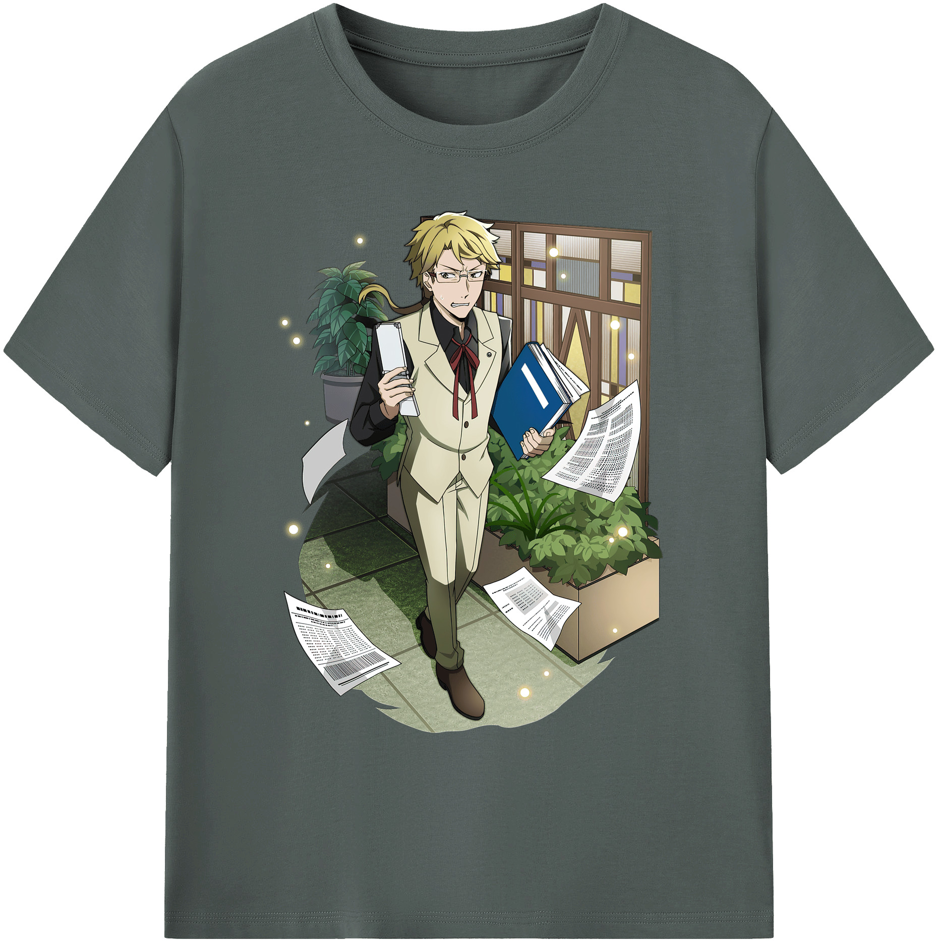 （画像用） 文豪ストレイドッグス Bungo Stray Dogs 綿100％ メンズ半袖Tシャツ｜肌触りやわらか＆通気性